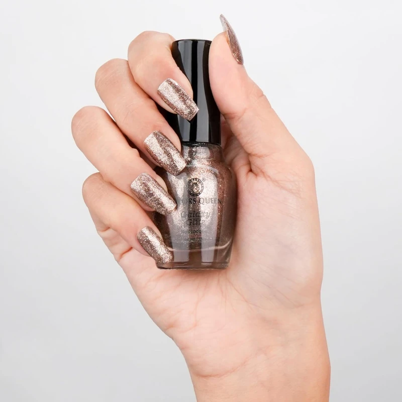 Colors Queen Galaxy Glitz Nail Lacquer | Glossy Nail Polish | Long Lasting | Chip Resisting Formula, Effortless Application | Vegan and Cruelty Free (108 - Sand Castel, 17ml) thumbnail 9